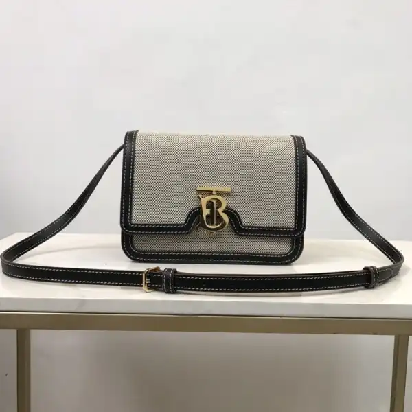 Official First Bag Ru BURBERRY Two-tone Canvas and Leather TB Bag 0126