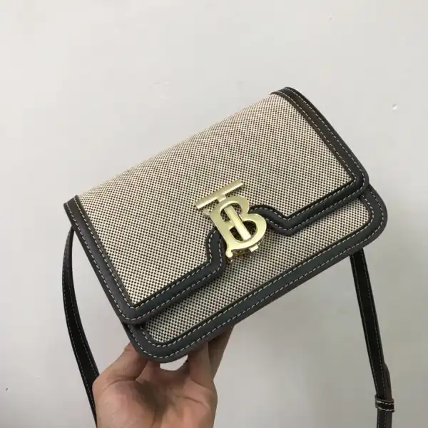 Official First Bag Ru BURBERRY Two-tone Canvas and Leather TB Bag 0126