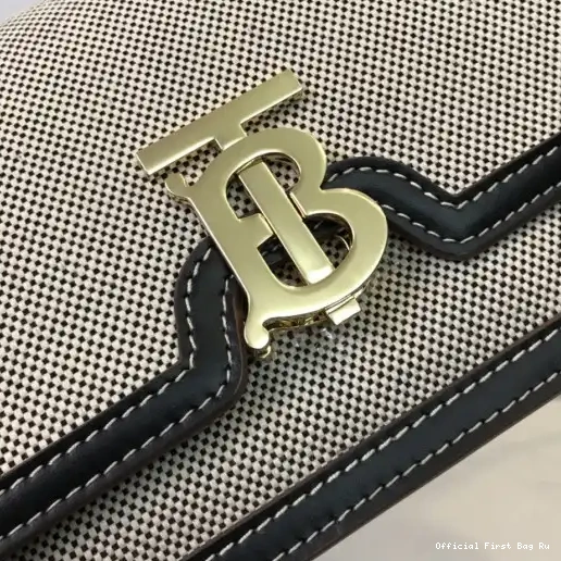 Official FirstBag Ru Canvas Two-tone Leather Bag TB and BURBERRY 0219