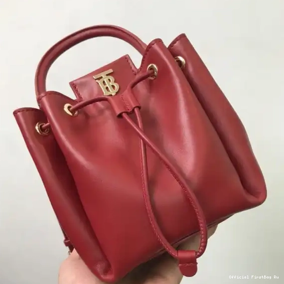 Official First Bag Ru Leather BMonogram Motif BURBERRY Bucket Bag 0210