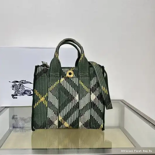 Official First Bag Ru Knitted Check Mini Tote-25*11*22CM Burberry 0209