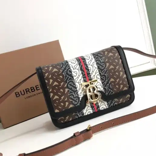 Official FirstBag Ru Stripe E-canvas Note Crossbody BURBERRY Bag Monogram 0209