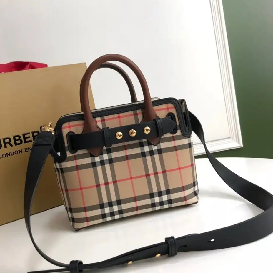 Official First Bag Ru The BURBERRY Vintage Belt Bag Triple Stud Check Mini 0222