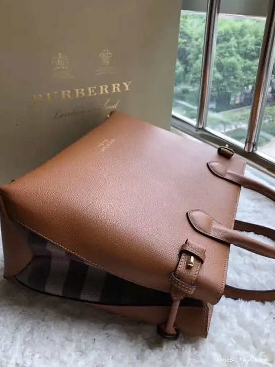 Official First Bag Ru and Burberry Check Leather Banner in Medium The House 0210