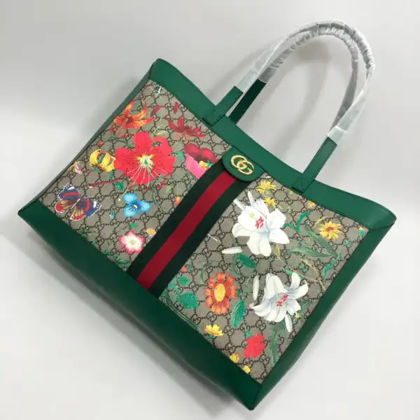 Official FirstBag Ru GUCCI GG Supreme Monogram Flora Web Large Ophidia Tote 0202