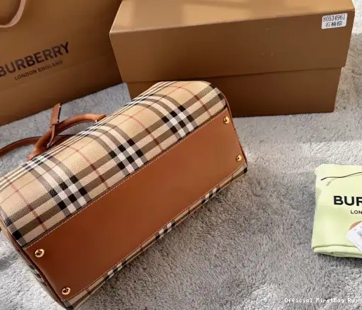 Official First Bag Ru Bag-30*15*21CM Check Medium Bowling BURBERRY 0221