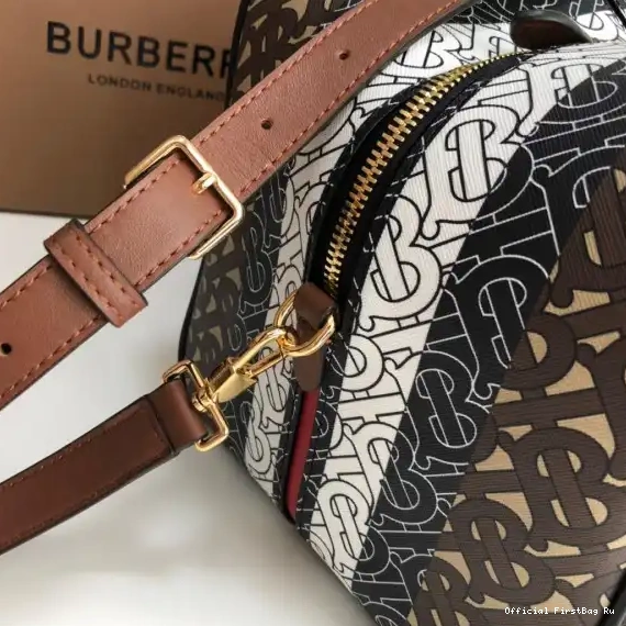 Official First Bag Ru BURBERRY E-canvas Small Bag Monogram Cube Stripe 0213