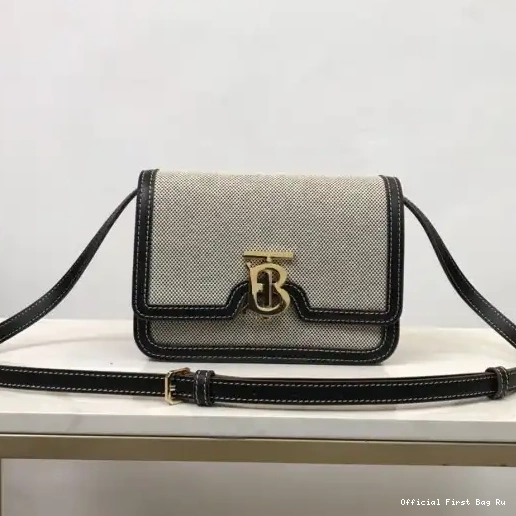 Official FirstBag Ru Canvas Two-tone Leather Bag TB and BURBERRY 0219