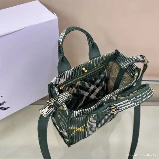 Official First Bag Ru Knitted Check Mini Tote-25*11*22CM Burberry 0209