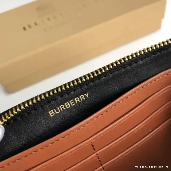 Official First Bag Ru Leather Wallet BURBERRY Stripe Ziparound E-canvas Monogram and 0220