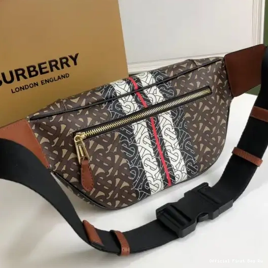 Official FirstBag Ru BUM BAG TMONOGRAM STRIPE PRINT E-CANVAS BURBERRY 0218