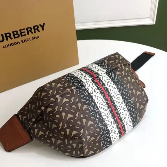 Official FirstBag Ru BUM BAG TMONOGRAM STRIPE PRINT E-CANVAS BURBERRY 0218