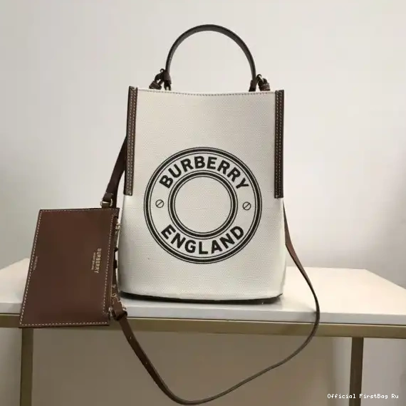 Official First Bag Ru Bucket Small Bag BURBERRY Graphic Logo Canvas Cotton Peggy 0221