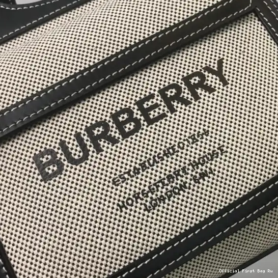 Official First Bag Ru Canvas BURBERRY Bag Two-tone Pocket Mini Leather and 0224