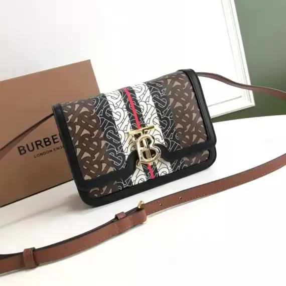 Official FirstBag Ru Crossbody Stripe BURBERRY Monogram Bag E-canvas Note 0207