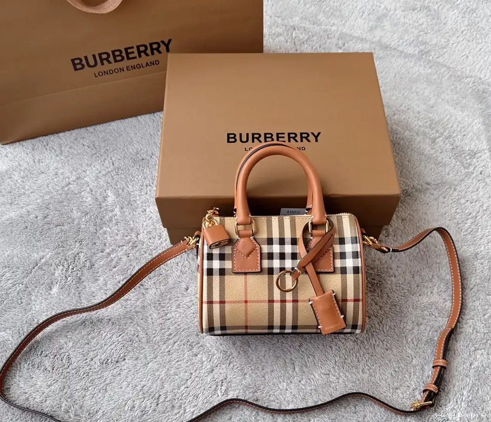 Official FirstBag Ru Check Bag-18.5*11*12CM Bowling BURBERRY Mini 0226