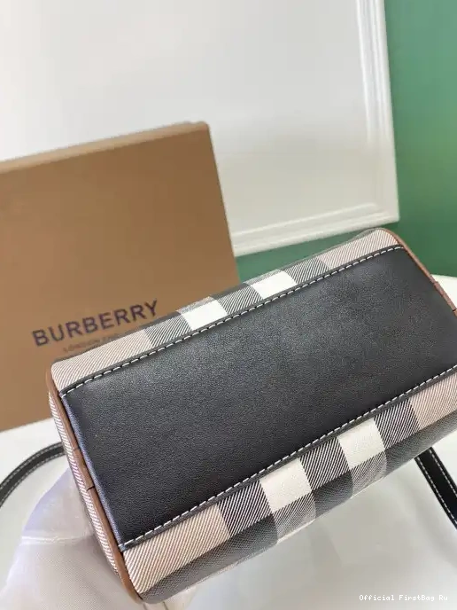 Official First Bag Ru Bowling Mini Check BURBERRY Bag-18.5*11*12CM 0221