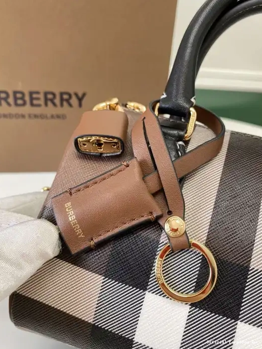 Official First Bag Ru Bowling Mini Check BURBERRY Bag-18.5*11*12CM 0221