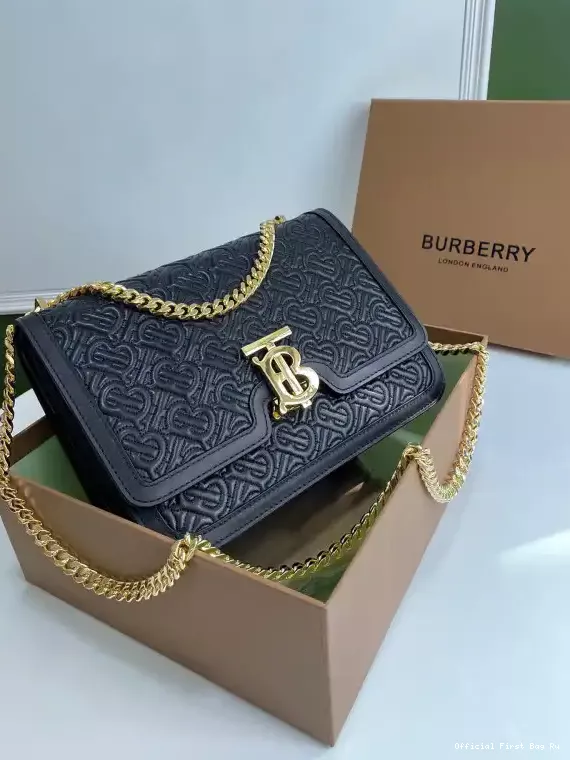 Official First Bag Ru BURBERRY Monogram Lambskin Quilted TB Medium Bag 0207