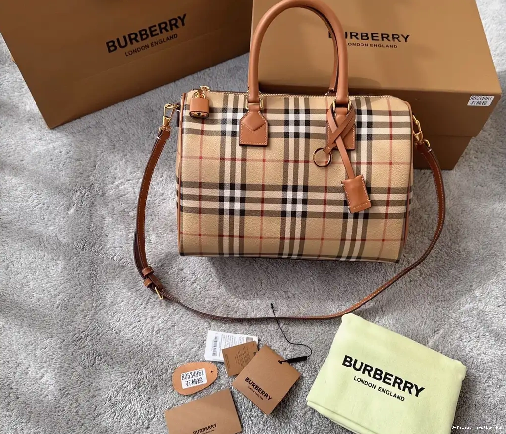 Official First Bag Ru Bag-30*15*21CM Check Medium Bowling BURBERRY 0221