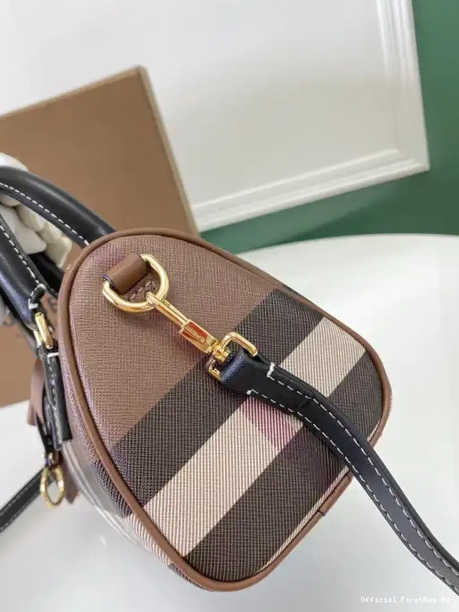 Official First Bag Ru Bowling Mini Check BURBERRY Bag-18.5*11*12CM 0221