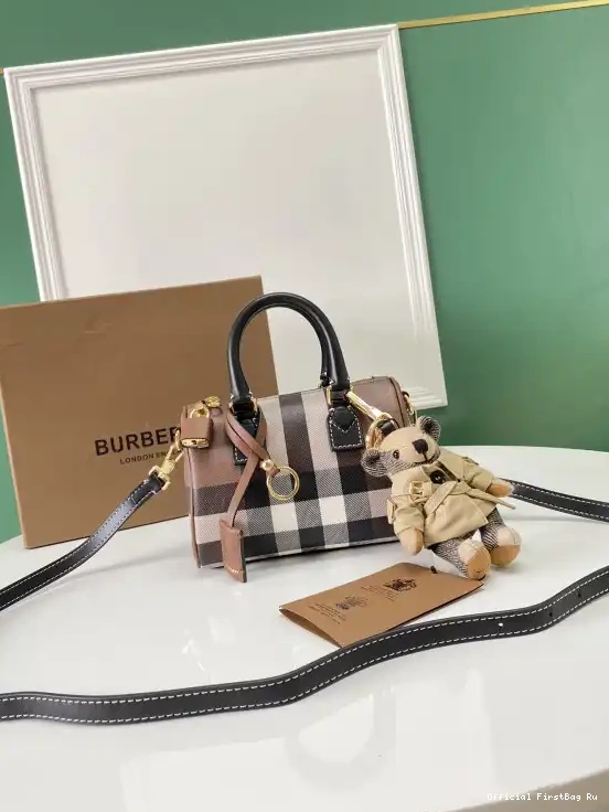 Official First Bag Ru Bowling Mini Check BURBERRY Bag-18.5*11*12CM 0221