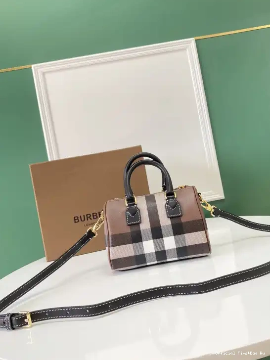 Official First Bag Ru Bowling Mini Check BURBERRY Bag-18.5*11*12CM 0221