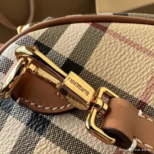 Official First Bag Ru Medium Bowling Bag-30*15*21CM Check BURBERRY 0227