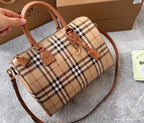 Official First Bag Ru Medium Bowling Bag-30*15*21CM Check BURBERRY 0227