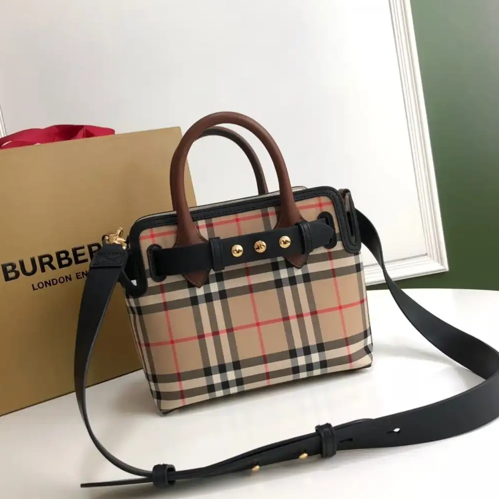 Official First Bag Ru The BURBERRY Vintage Belt Bag Triple Stud Check Mini 0222