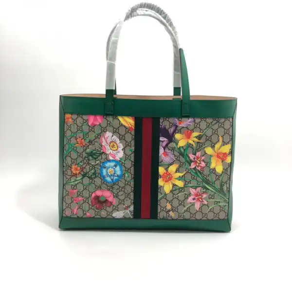 Official FirstBag Ru GUCCI GG Supreme Monogram Flora Web Large Ophidia Tote 0202