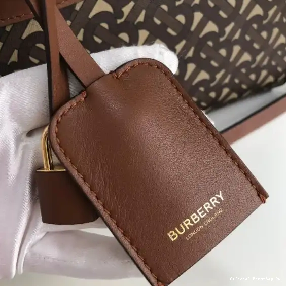 Official First Bag Ru BURBERRY E-canvas Small Bag Monogram Cube Stripe 0213