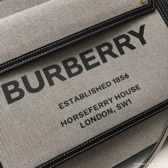 Official FirstBag Ru Medium Tote Two-tone Leather Canvas Pocket BURBERRY and 0207