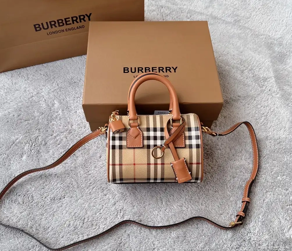 Official FirstBag Ru Check Bowling BURBERRY Mini Bag-18.5*11*12CM 0226