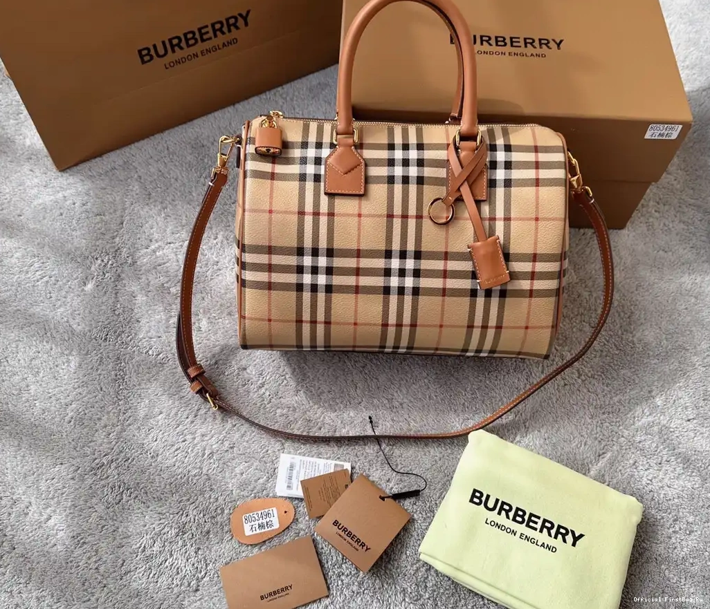 Official First Bag Ru Bag-30*15*21CM Check Medium Bowling BURBERRY 0221