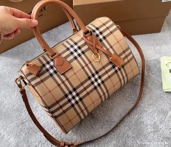 Official First Bag Ru Bag-30*15*21CM Check Medium Bowling BURBERRY 0221