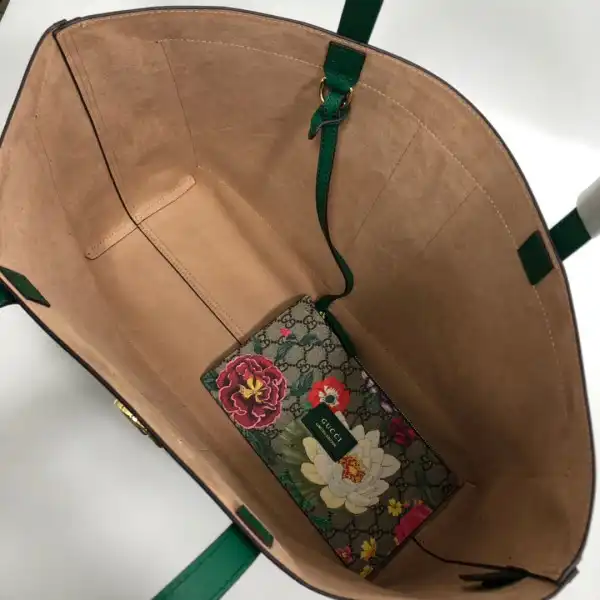 Official FirstBag Ru GUCCI GG Supreme Monogram Flora Web Large Ophidia Tote 0202