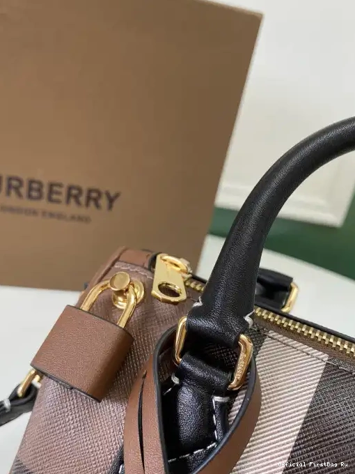 Official First Bag Ru Bowling Mini Check BURBERRY Bag-18.5*11*12CM 0221