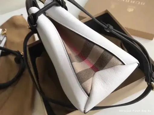 Official FirstBag Ru Banner Check Small The and House in Burberry Leather 0218