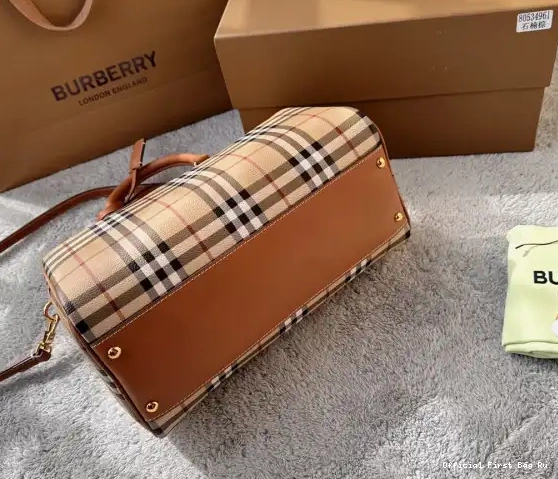 Official First Bag Ru Medium Bowling Bag-30*15*21CM Check BURBERRY 0227